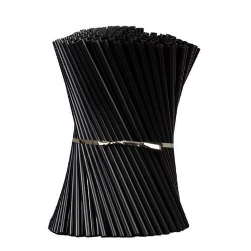Disposable Plastic Drinking Straws, Straight 7.75-Inch, Black, 500 Count